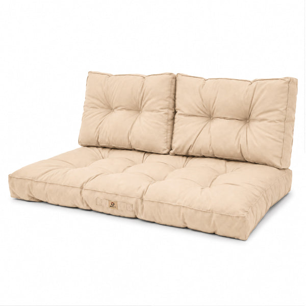 Ensemble Coussins Capitonné Banquette 100x50 Beige - Épais 15cm (1 Assise + 2 Dossiers)