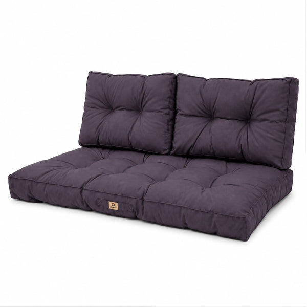Ensemble Coussins Capitonné Banquette 100x50 Gris Carbone - Épais 15cm (1 Assise + 2 Dossiers)