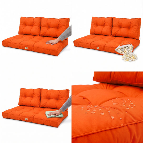 Gewatteerde bankkussenset 100x50 Oranje, vulling van schuimvlokken