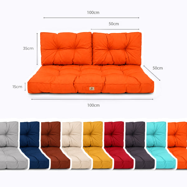 Ensemble Coussins Capitonné Banquette 100x50 Orange - Épais 15cm (1 Assise + 2 Dossiers)