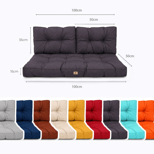 Ensemble Coussins Capitonné Banquette 100x50 Gris Carbone - Épais 15cm (1 Assise + 2 Dossiers)