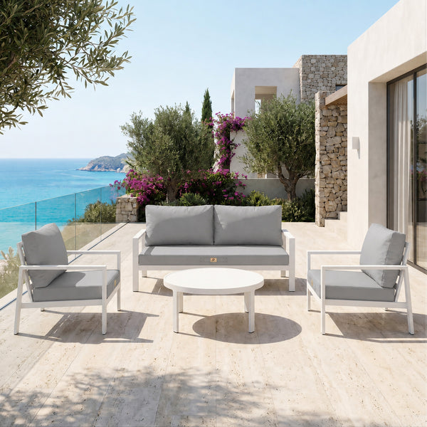 Ensemble Coussins Salon Jardin 60x70 Gris Galet - Déhoussable & Anti-UV (Assise + Dossier)