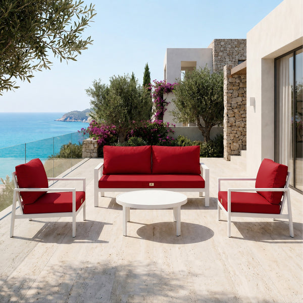 Ensemble Coussins Salon Jardin 60x70 Rouge - Déhoussable & Anti-UV (Assise + Dossier)