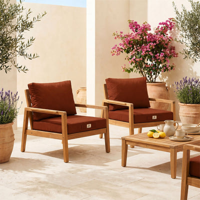 Gartenlounge-Kissen-Set 60x60 Terrakotta - Abnehmbar & UV-beständig (Sitzfläche + Rückenlehne)