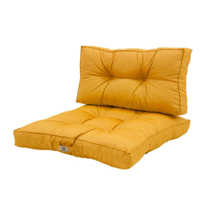 Conjunto de Almofadas Acolchoadas 60x60 Amarelo - Espesso 15cm & Macio (Assento + Encosto)
