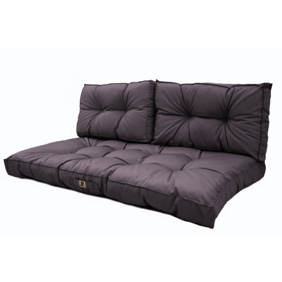 Ensemble de coussins capitonnés gris carbone pour banquette, épaissis 15cm, 1 assise et 2 dossiers, pour fauteuils et canapés.