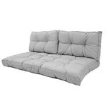 Ensemble de coussins capitonnés gris galet pour banquette 120x60 cm, épais 15 cm, 1 assise et 2 dossiers, pour fauteuils et canapés.