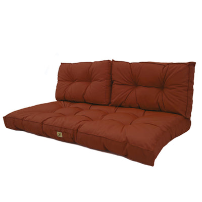 Ensemble de coussins capitonnés terracotta pour banquette, comprenant une assise et deux dossiers, épais 15cm, pour fauteuils et canapés.