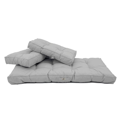 Ensemble de coussins capitonnés gris galet pour banquette, 120x60 cm, épais 15 cm, pour fauteuils et canapés.