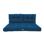 Ensemble de coussins capitonnés pour banquette bleu pétrole, épais 15cm, comprenant une assise et deux dossiers pour fauteuils et canapés.