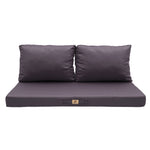 Ensemble de coussins pour salon de jardin gris carbone, déhoussables et anti-UV, pour fauteuils et canapés, 120x60 cm.