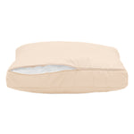 Ensemble de 3 coussins beige déhoussables et anti-UV pour salon de jardin, comprenant une assise et deux dossiers.