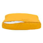 Ensemble de coussins de salon et jardin jaune 100x50 cm, déhoussables et anti-UV, pour fauteuils et canapés.