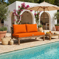 Ensemble Coussins Salon Jardin 120x60 Orange - Déhoussable & Anti-UV (1 Assise + 2 Dossiers)