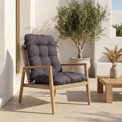 High-Back Chair Cushion 120x50 Carbon Grey - Tufted (Comfort 8cm)