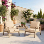 Garden Lounge Cushion Set 50x50 Beige - Removable Cover & UV-Resistant (Seat + Backrest)