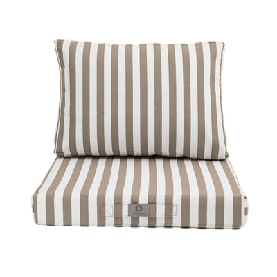 Coussins de salon et jardin rayés beige 50x50 cm, ensemble pour fauteuils et canapés, tissu premium 270g.