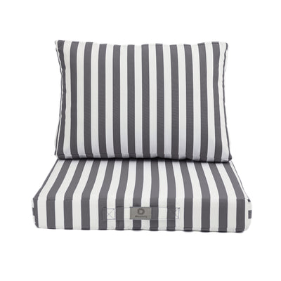 Ensemble de coussins de salon et jardin gris foncé avec rayures pour fauteuils et canapés, 60x60 cm, en tissu premium 270g
