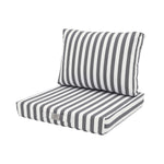 Ensemble de coussins de salon jardin rayé gris foncé, 60x60 cm, pour fauteuils et canapés, en tissu 270g, design élégant.