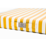 Ensemble de coussins pour salon jardin Deco-arts.fr, rayures jaunes 50x50 cm, assise et dossier, tissu 270g.