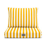 Ensemble Coussins Salon Jardin 60x60 Rayure Jaune - Premium 270g (Assise + Dossier)