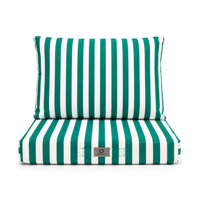 Ensemble Coussins Salon Jardin 50x50 Rayure Vert - Premium 270g (Assise + Dossier)
