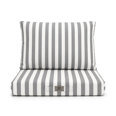 Ensemble Coussins Salon Jardin 50x50 Rayure Gris Clair - Premium 270g (Assise + Dossier)
