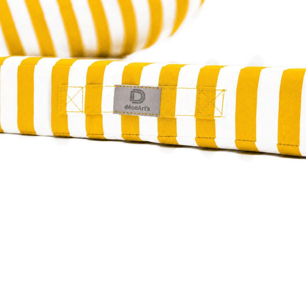 Ensemble Coussins Salon Jardin 60x70 Rayure Jaune - Premium 270g (Assise + Dossier)