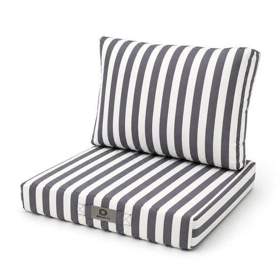 Conjunto de Almofadas para Sala de Jardim 60x60 Risca Cinzento Escuro - Premium 270g (Assento + Encosto)