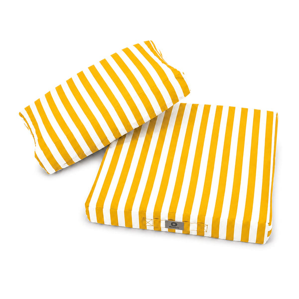 Ensemble Coussins Salon Jardin 60x60 Rayure Jaune - Premium 270g (Assise + Dossier)