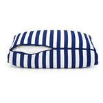 Ensemble Coussins Salon Jardin 50x50 Rayure Bleu Marine - Premium 270g (Assise + Dossier)