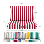 Ensemble Coussins Salon Jardin 50x50 Rayure Rouge - Premium 270g (Assise + Dossier)