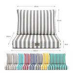 Ensemble Coussins Salon Jardin 60x60 Rayure Gris Clair - Premium 270g (Assise + Dossier)