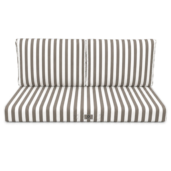 Ensemble Coussins Salon Jardin 100x50 Rayure Beige - Premium 270g (1 Assise + 2 Dossiers)