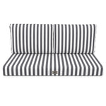 Ensemble Coussins Salon Jardin 120x60 Rayure Gris Foncé - Premium 270g (1 Assise + 2 Dossiers)