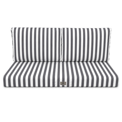 Ensemble Coussins Salon Jardin 120x60 Rayure Gris Foncé - Premium 270g (1 Assise + 2 Dossiers)