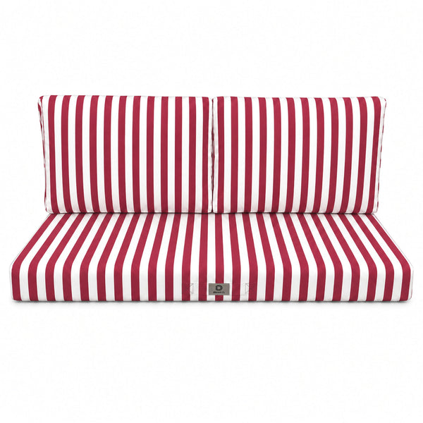 Ensemble Coussins Salon Jardin 100x50 Rayure Rouge - Premium 270g (1 Assise + 2 Dossiers)