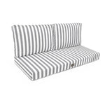 Ensemble Coussins Salon Jardin 100x50 Rayure Gris Clair - Premium 270g (1 Assise + 2 Dossiers)
