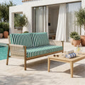 Ensemble Coussins Salon Jardin 120x60 Rayure Vert - Premium 270g (1 Assise + 2 Dossiers)