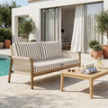 Ensemble Coussins Salon Jardin 120x60 Rayure Beige - Premium 270g (1 Assise + 2 Dossiers)