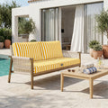 Ensemble Coussins Salon Jardin 120x60 Rayure Jaune - Premium 270g (1 Assise + 2 Dossiers)
