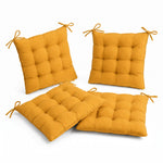 Set of 4 Chair Pads 40x40 Honey Yellow - Indoor & Outdoor (Water-Repellent with Ties)