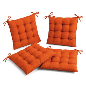Lot de 4 Galettes de Chaise 40x40 Orange - Intérieur & Extérieur (Déperlant avec Attaches)