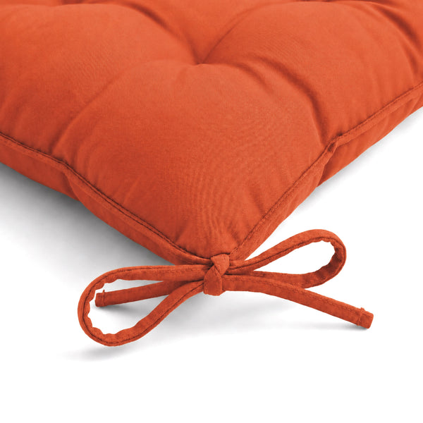 Lot de 4 Galettes de Chaise 40x40 Orange - Intérieur & Extérieur (Déperlant avec Attaches)