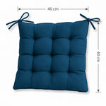 Set of 4 Chair Pads 40x40 Petrol Blue - Indoor & Outdoor (Water-Repellent with Ties)