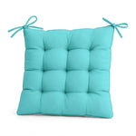 Lot de 4 Galettes de Chaise 40x40 Bleu Caraïbes - Intérieur & Extérieur (Déperlant avec Attaches)