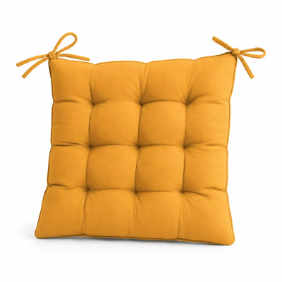 Set of 4 Chair Pads 40x40 Honey Yellow - Indoor & Outdoor (Water-Repellent with Ties)