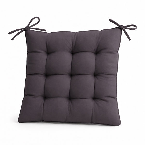 Conjunto de 4 Almofadas para Cadeira 40x40 Cinzento Carbono - Interior e Exterior (Hidrorrepelente com Atilhos)