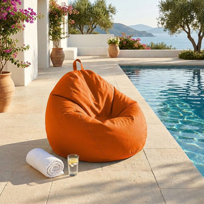 XL Pear Bean Bag 110x120 Orange - Removable Cover & Waterproof (Garni Beads)