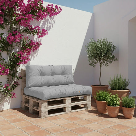 Conjunto de Almofadas para Palete 120x80 Cinzento Seixo - Impermeável & Espesso 15cm